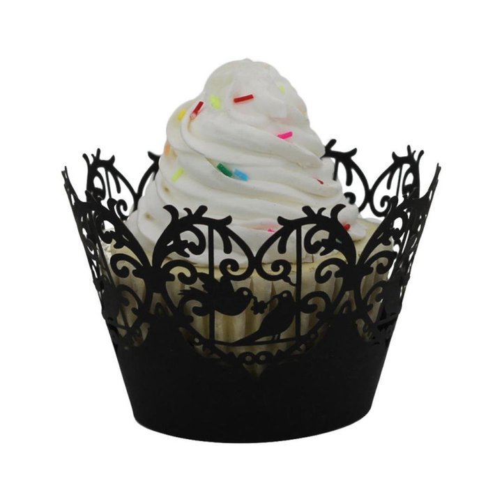 DZT1968 50pc Christmas Lace Laser Cut Cupcake Wrapper Liner Baking Cup Muffin (Purple) N4