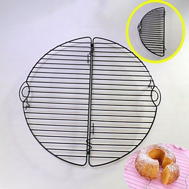 Sher Foldable Round Cake Cooling Rack for Cake Bread Cupcake Baking Tool Nonstick Coated Carbon Steel Black Color N5