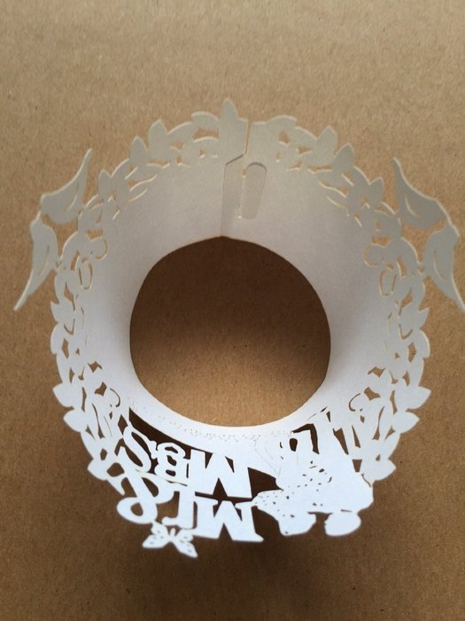 Sorive &reg; 120x White Color Mr & Mrs Filigree Paper Laser Cut Cupcake Wrappers Wedding Engagement Party Cake Stencil... N2