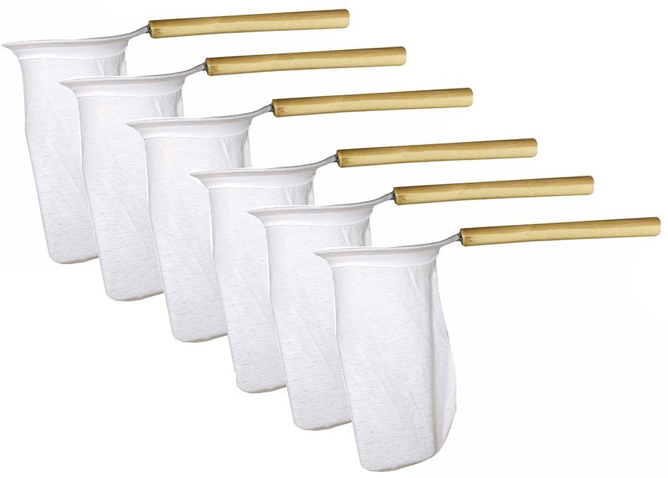Cloth coffee strainers. Wood handle with metal ring Pack of 6