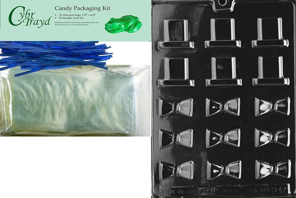 Cybrtrayd D047 B/S Black Tie and Hat Chocolate Candy Mold with Exclusive Cybrtrayd Copyrighted Chocolate Molding... N4