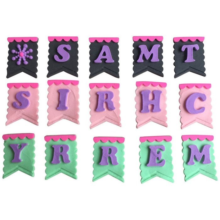 FLY Banner With Alphabet Silicone Fondant Cake Mold For Cake Decorating,Pink N6