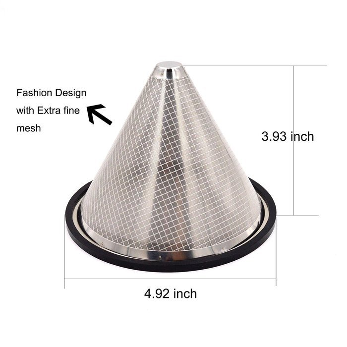 YC-houseware Reusable Cone Coffee Filter Stripe Designed Fine Mesh Stainless Steel Pour Over Dripper For Coffee... N2