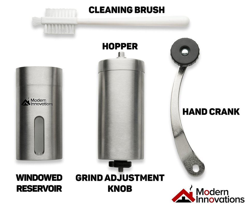 Modern Innovations Stainless Steel Manual Coffee Grinder with Adjustable Burr Grinder Design N3
