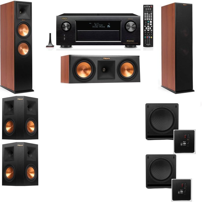 Klipsch RP-280F Tower Speakers CH-RP-250C-SW-112-5.2-Denon AVR-X4100W
