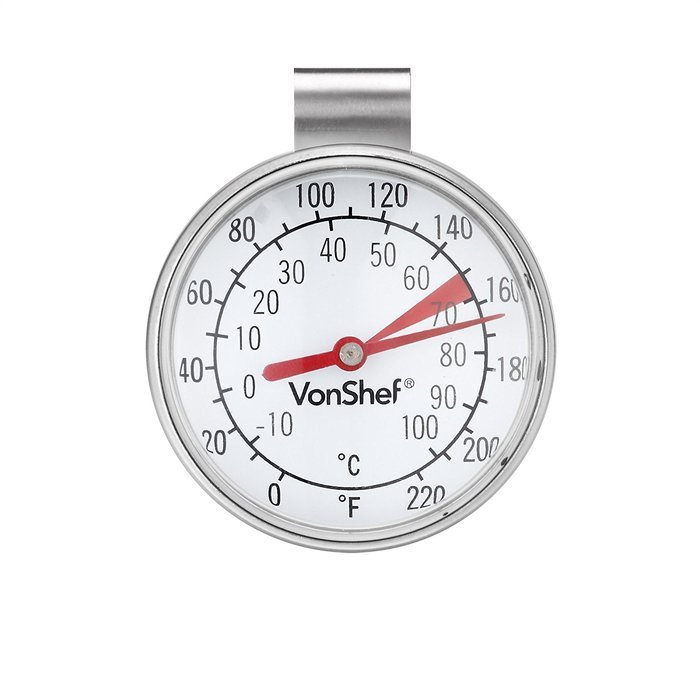 VonShef Stainless Steel Milk Frothing Espresso Thermometer with Dial and Clip N3