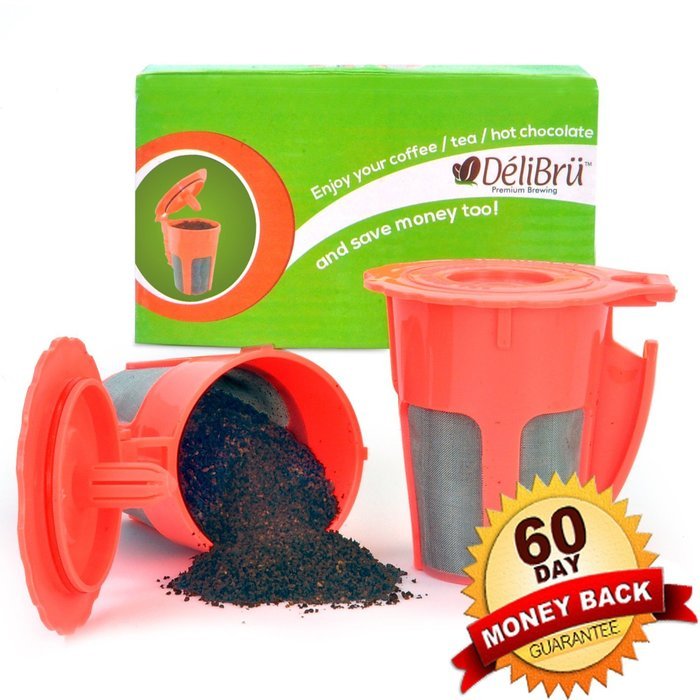 Delibru Reusable K-Carafe 2pcs Fits Perfectly for Keurig 2.0 Machines Refillable Coffee Cups Compatible to 2.0... N2