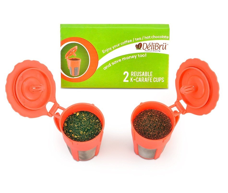 Delibru Reusable K-Carafe 2pcs Fits Perfectly for Keurig 2.0 Machines Refillable Coffee Cups Compatible to 2.0... N3