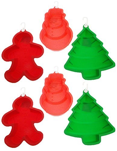 Ganz 6pc Christmas Silicone Cake Mold Set Snowman/Gingerbread Man/Christmas Tree