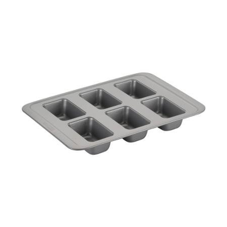 Solid Carbon Steel 6-Cup Mini Loaf Pan, Nonstick, Rectangle Shape, Gray N3