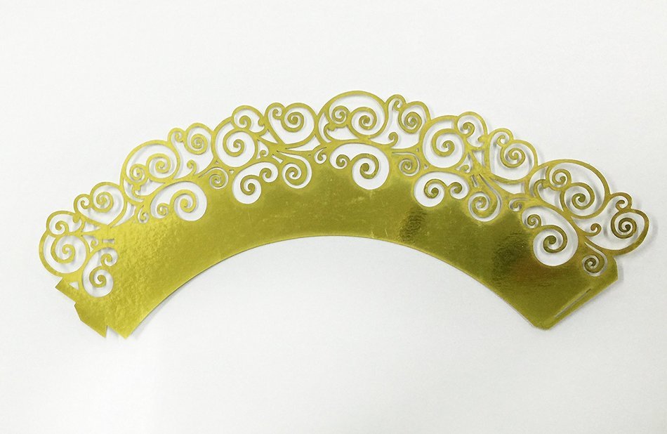 HUAL Cupcake Wrappers 50 Filigree Artistic Bake Cake Mirror Paper Cups Wave Lace Laser Cut Liner Baking Cup Muffin... N11