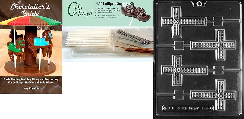 Cybrtrayd R061 Cross Lolly Chocolate Candy Mold with Exclusive Cybrtrayd Copyrighted Chocolate Molding Instructions... N9