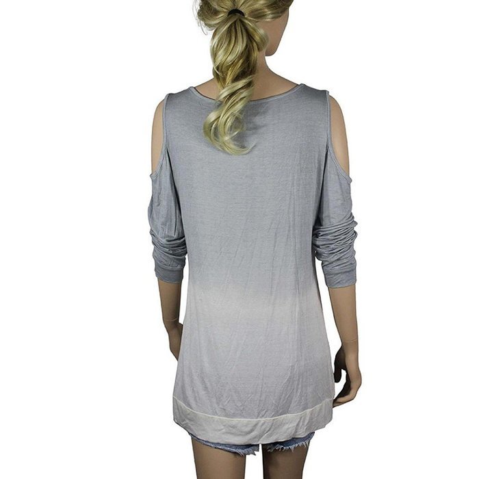 Y2K Off Shoulder Top - Women's Long Sleeve Graphic Tee With Number Print