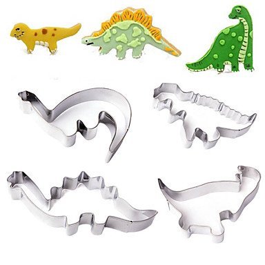 Sher Stainless Steel Dinosaur Cookie Cutter Mold Cake Fondant Biscuit Baking Mould,Set of 4 N5