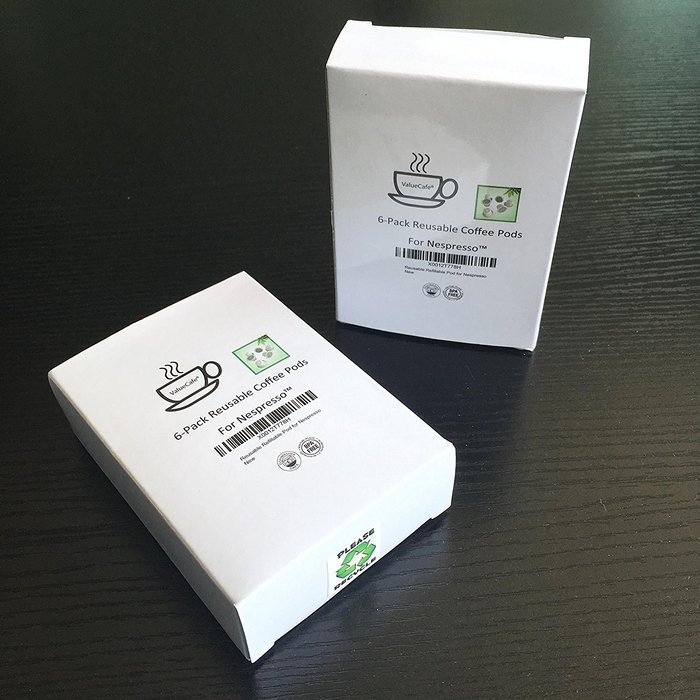 Box of 6 ValueCafe Brand Reusable Refillable Pod for Nespresso N7