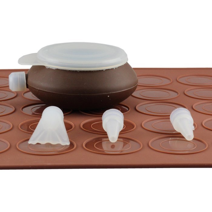 Mujiang Silicone Macaron Kit Decorating Piping Pot Pastry Baking Mat Capacity 30 N3