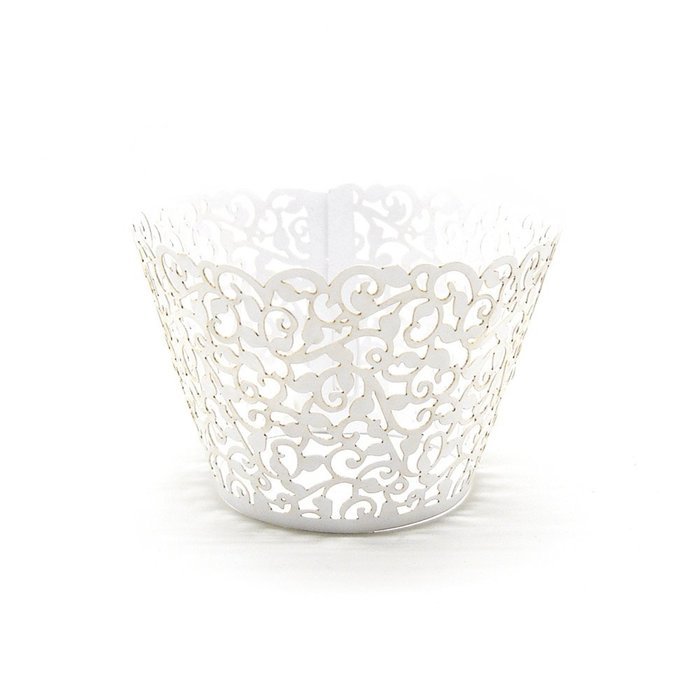 60 Pcs Laser Cut White Pearly Paper Garden Cupcake Wrappers Wraps Cases Wedding Birthday Party Decorations N2