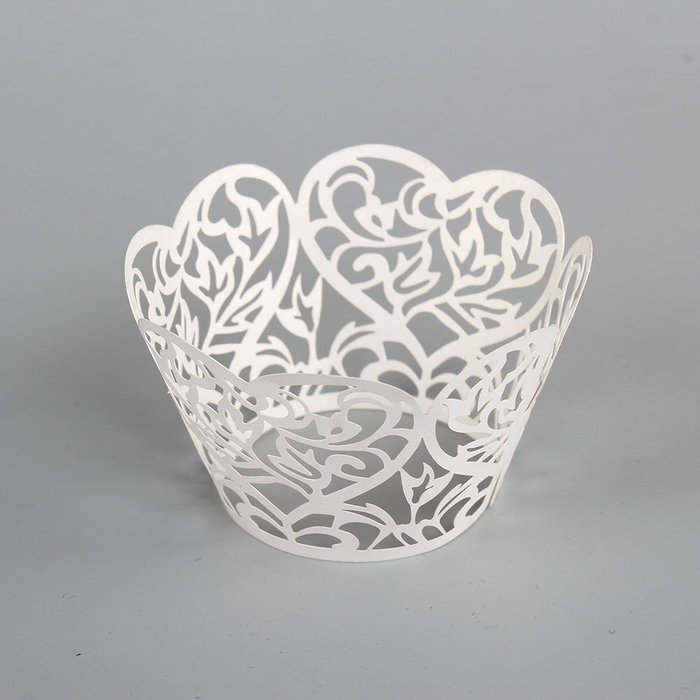 60 Pcs Laser Cut White Pearly Paper Garden Cupcake Wrappers Wraps Cases Wedding Birthday Party Decorations N4