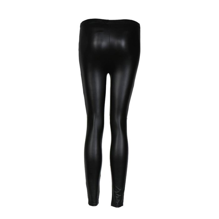 PHOTNO Black Women Stretchy PU Leather Trousers Skinny High Waist Leggings Pencil Pants N12