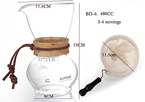 480 Cc Glass a Portable Steel Coffee Pot Combination Suit / Flannel Bags Manually Drip Coffee Drip Pot Ice Tool N2