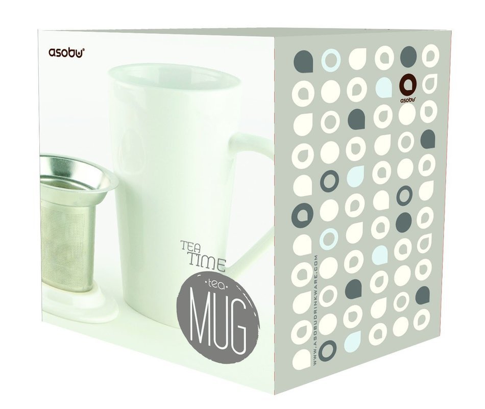 Asobu TEA TIME MUG SET a large 15 ounce loose leaf tea stainless steel infuser and porcelain mug with saucer (... N2