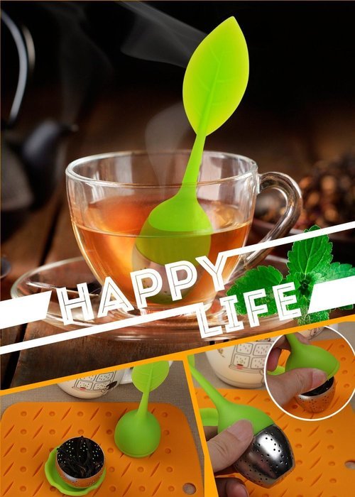 LESCA TEK Set of 2 Stainless Steel Tea Infuser Strainer with Silicone Leaf Lid, Mesh Strainer Includes Drip Tray... N4