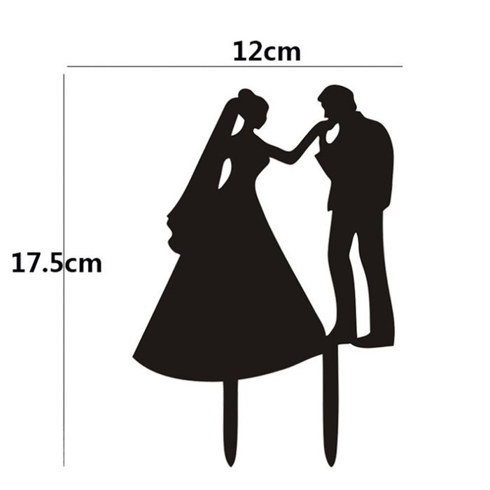 Ecape Acrylic Cake Topper of Engagement and Wedding with Groom Holding Bride Black Pack of 1 N34
