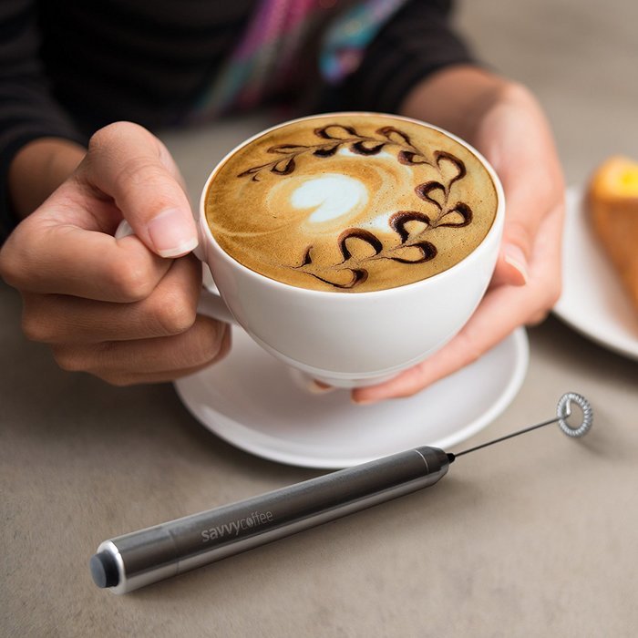 Savvy Coffee Handheld Milk Frother Wand with Stand N6