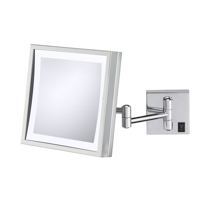 Kimball & Young 91283HW Single Sided LED Square Wall Mirror, Polished Nickel