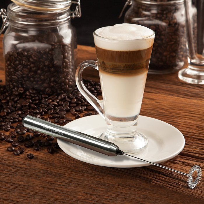 Savvy Coffee Handheld Milk Frother Wand with Stand N8