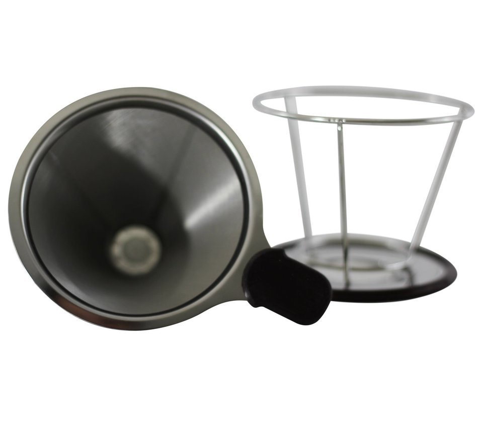 Pour Over Coffee Dripper in Stainless Steel - 2 Cup Coffee Brewer N3