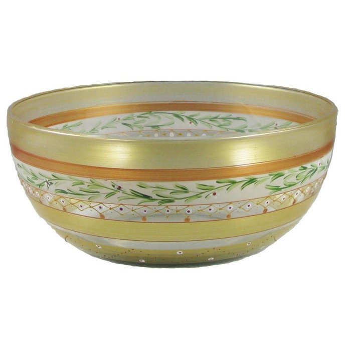 Golden Hill Studio 11" Serving Salad Bowl Hand Painted in the USA by American Artists-Set of 2-Mosaic Gold Garland... N2