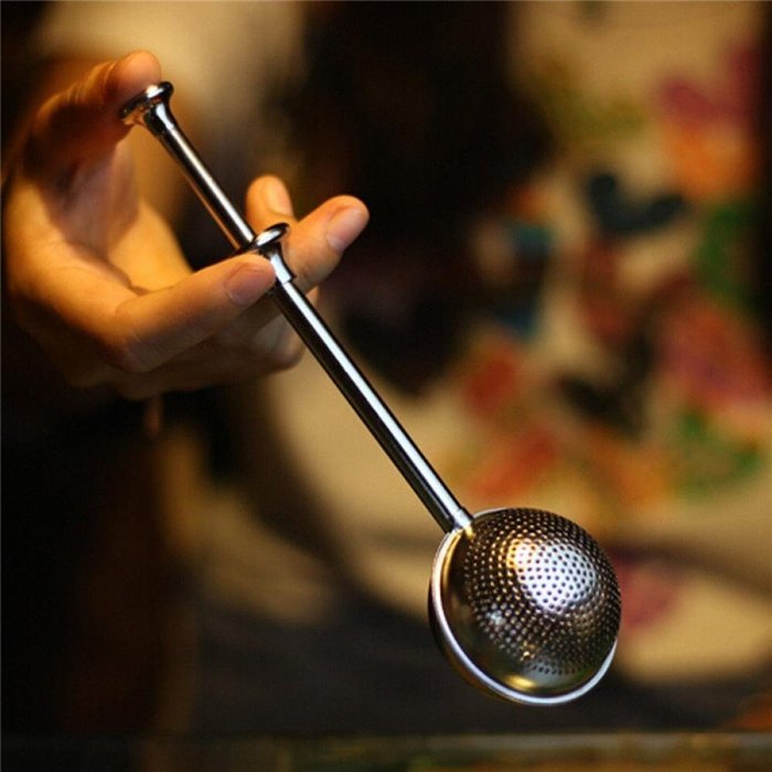 MAXGOODS Fine Metal Ball Push Tea Leaf Herbal Lock Infuser Teaspoon Strainer Spice Filter N3