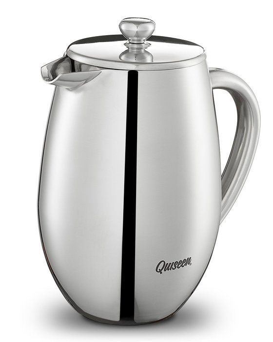 Quiseen Double Wall Stainless Steel French Press Coffee & Espresso Maker, 1 Liter - 34-Ounce (8 4oz Cups) N5