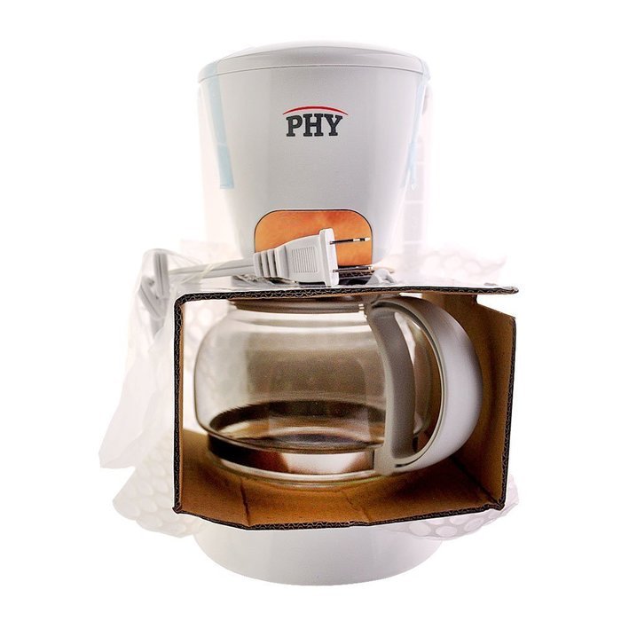 PHY Coffeemaker with Glass Carafe, Permanent Filter and Semi Transparent Water Tank (Orange) - 4-Cup/0.6L N7