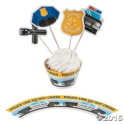 Police Party Cupcake Wrappers with Picks - Makes 50 by Party Supplies