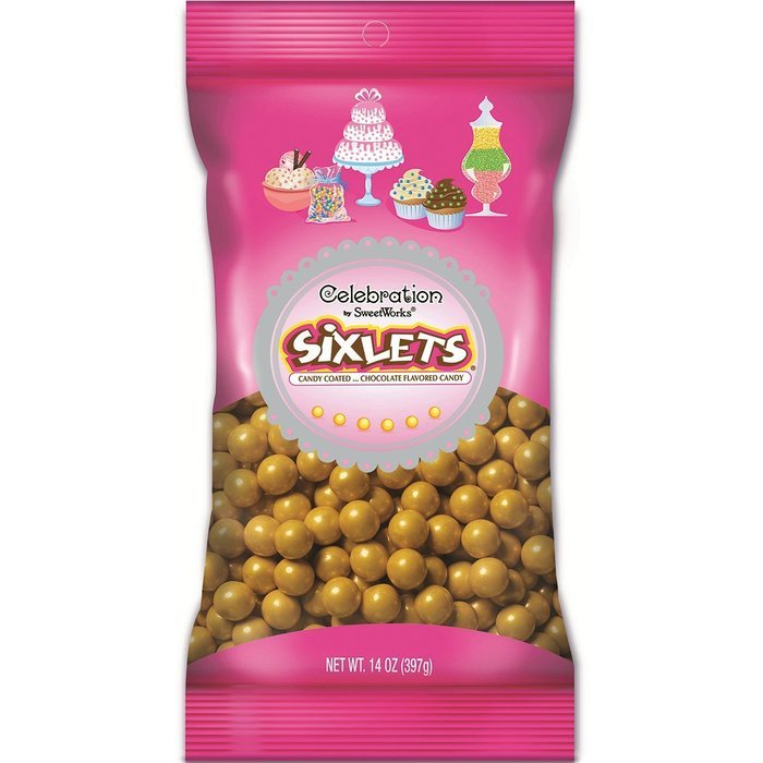 Sweetworks Celebrations Candy Sixlets Bag, 14 oz, Shimmer Silver N5