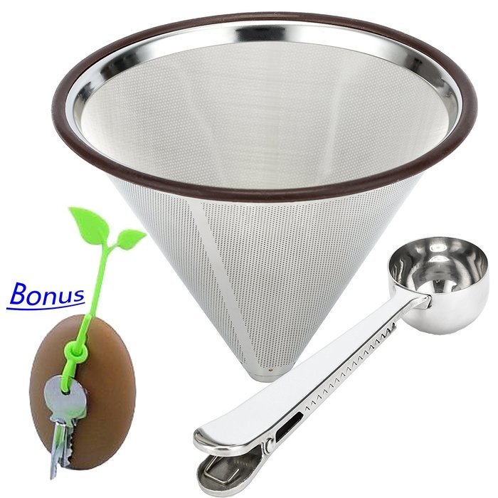 Supreme Stainless Steel Pour Over Coffee Dripper|Reusable Coffee Filter & Single Cup Coffee Maker|Camping Coffee... N4
