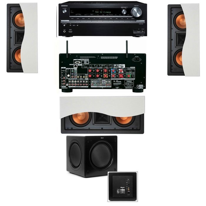 Klipsch R-5502-W II In-Wall Speaker 3.1 SW-310 Onkyo TX-NR838 7.2