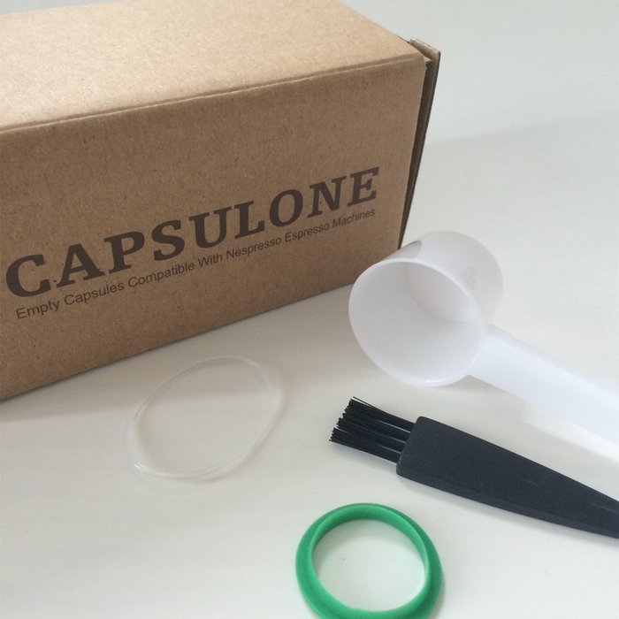 Capsulone Nespresso Stainless Steel Refillable Coffee Capsules 2 ways use Sticker Lids foli seals (20pcs) Refilling... N2