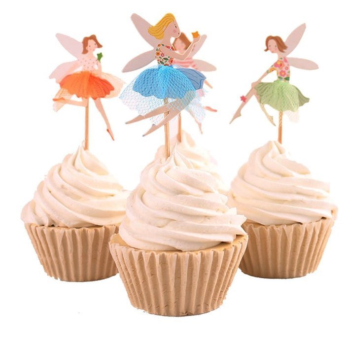 BETOP&reg; Set of 24 Pieces Cute Ballet Dancer Girls Fairy Peri Dessert Muffin Cupcake Toppers for Picnic Wedding... N15