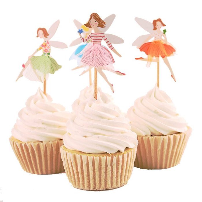 BETOP&reg; Set of 24 Pieces Cute Ballet Dancer Girls Fairy Peri Dessert Muffin Cupcake Toppers for Picnic Wedding... N16