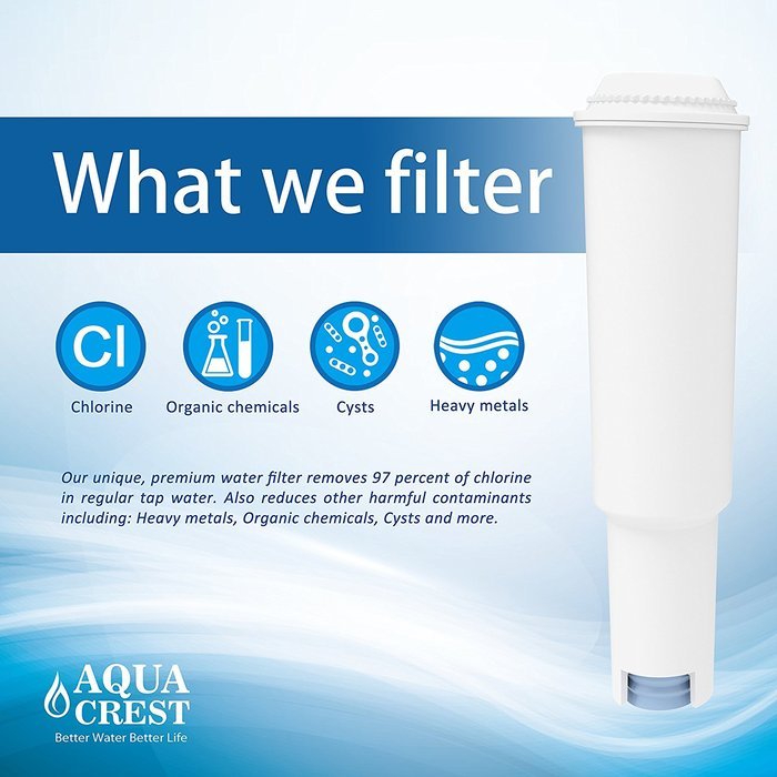 AQUACREST Coffee Water Filter Replacement for JURA CLARIS White, JURA Clearyl White, 64553, 7520, 6 Pack N5