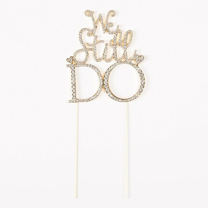 We Still Do Cake Topper, Gold Anniversary or Vow Renewal Rhinestone Decoration (Gold) N7