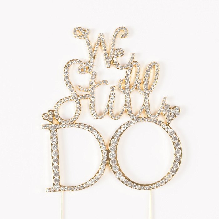We Still Do Cake Topper, Gold Anniversary or Vow Renewal Rhinestone Decoration (Gold) N8