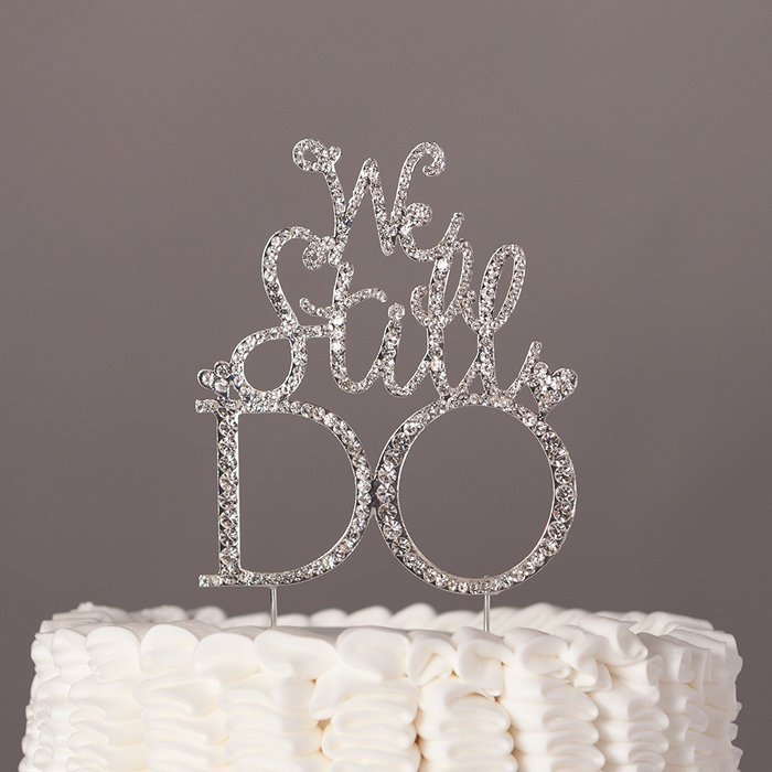 We Still Do Cake Topper, Gold Anniversary or Vow Renewal Rhinestone Decoration (Gold) N10