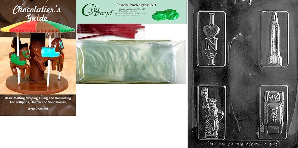 Cybrtrayd P027 NY Theme Box Set Chocolate Candy Mold with Exclusive Cybrtrayd Copyrighted Chocolate Molding Instructions... N2