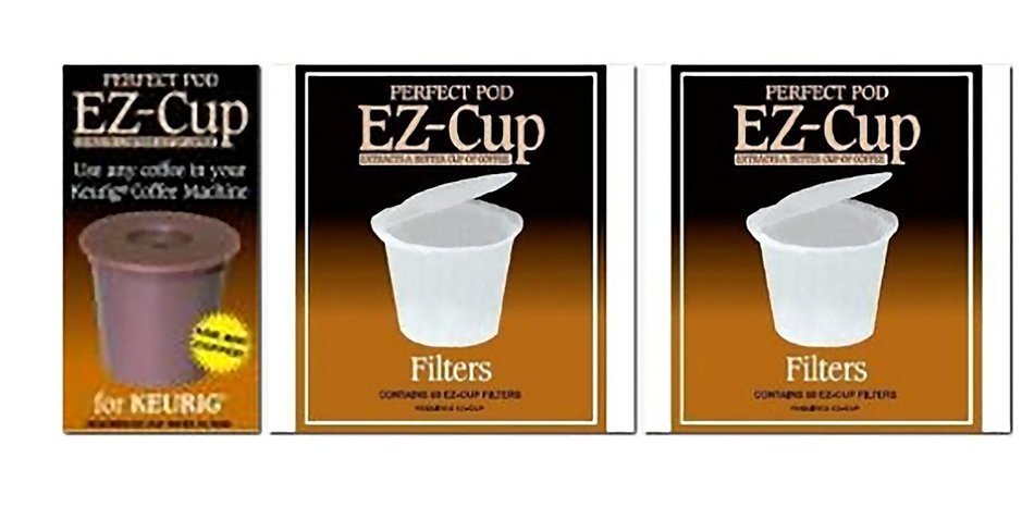 Ez-cup & Ez Cup Filters (100 Filters) Combo Pack for Keurig Brewers By Perfect Pod
