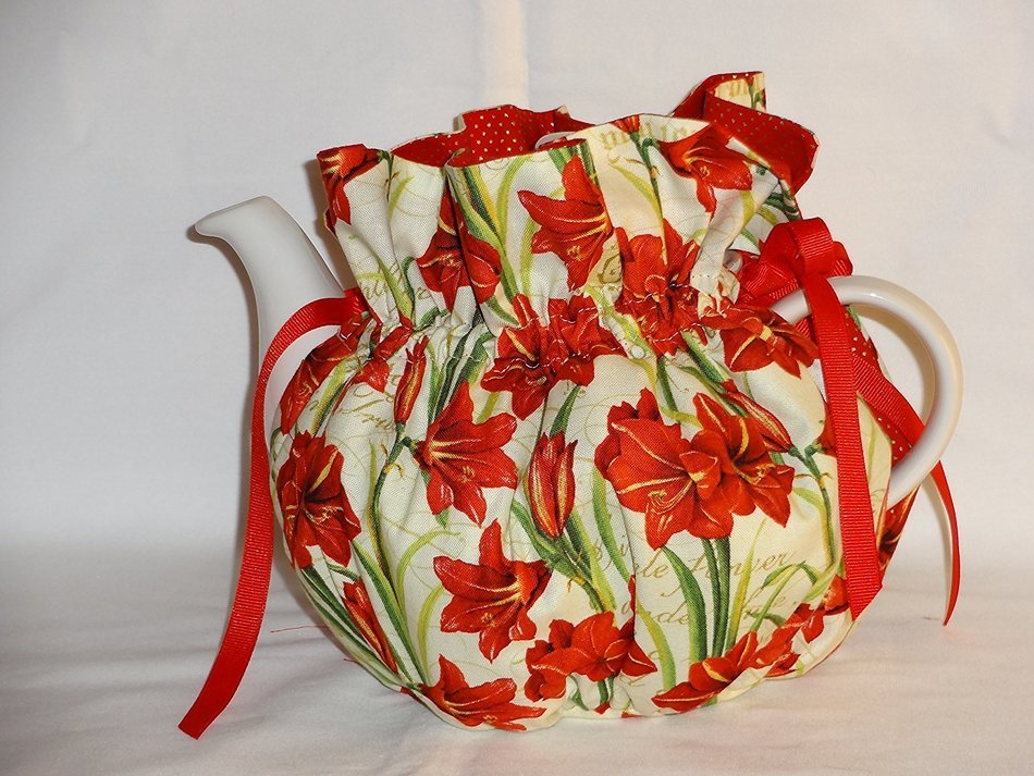 Pretty Christmas Floral 6 Cup Reversible Tea Pot Cozy N2