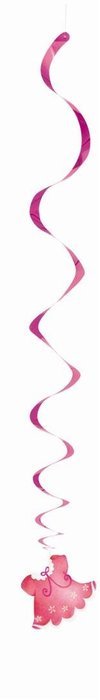 Cardboard Pink Clothesline Girl Baby Shower Cake Bunting Topper N13